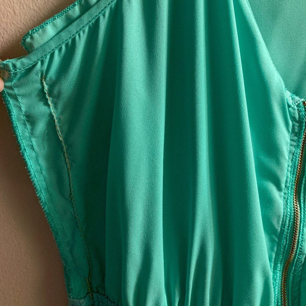 PINK OWL MINT GREEN ZIPPER RUFFLE DRESS - Picture 6 of 8
